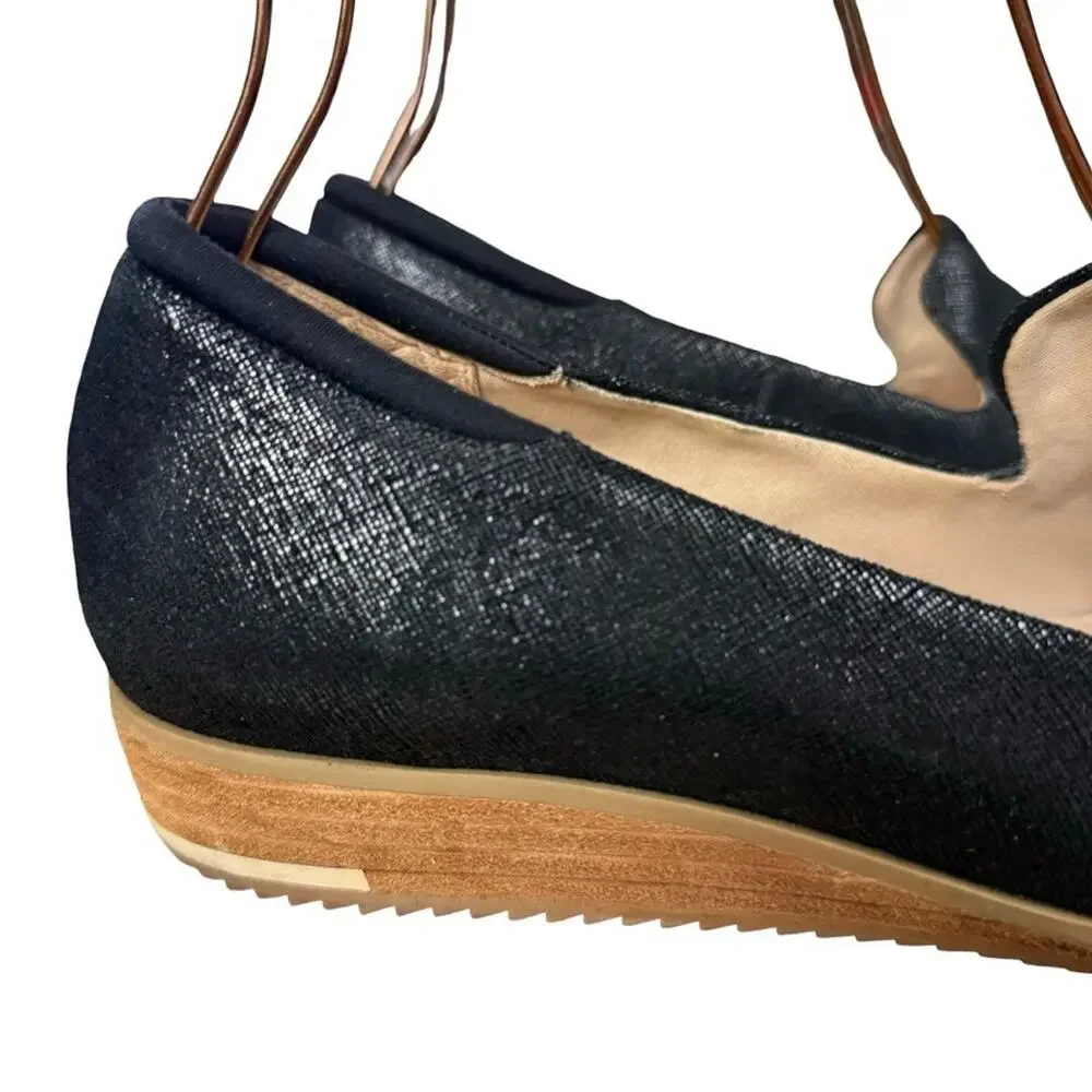 Dr Scholls Kewl Loafers Original Collection Black Leather Wedge Slip On Shoes 10